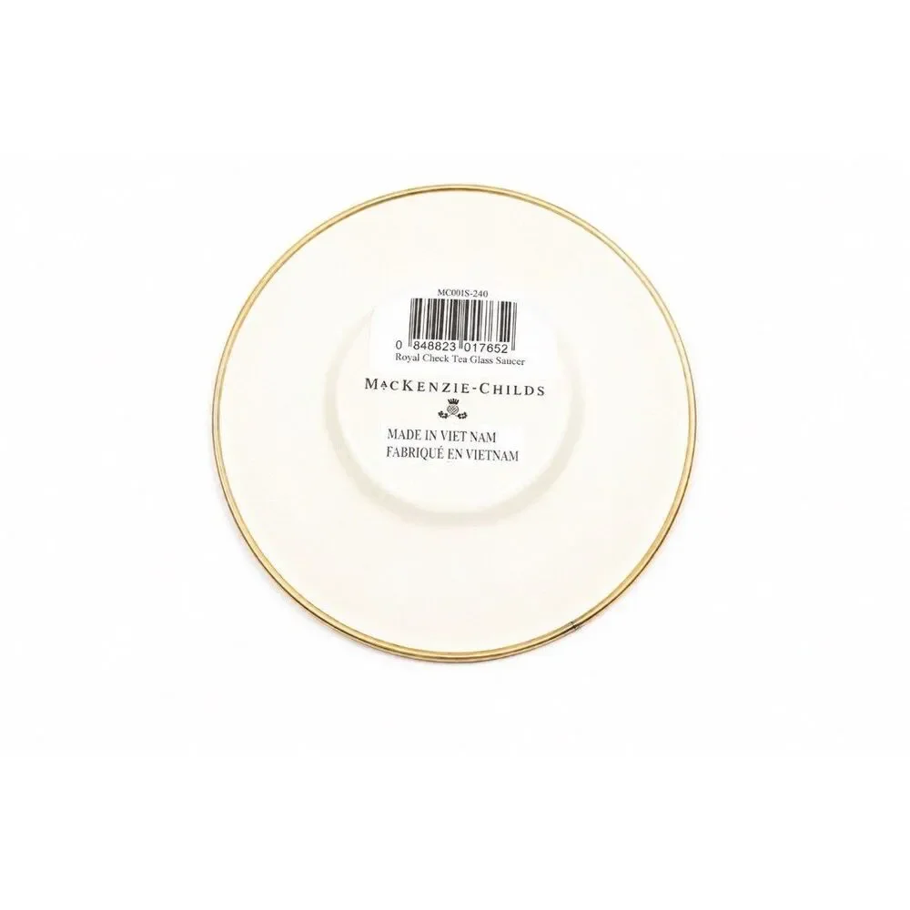 MacKenzie Child Royal Check 1 one tea glass saucer *New